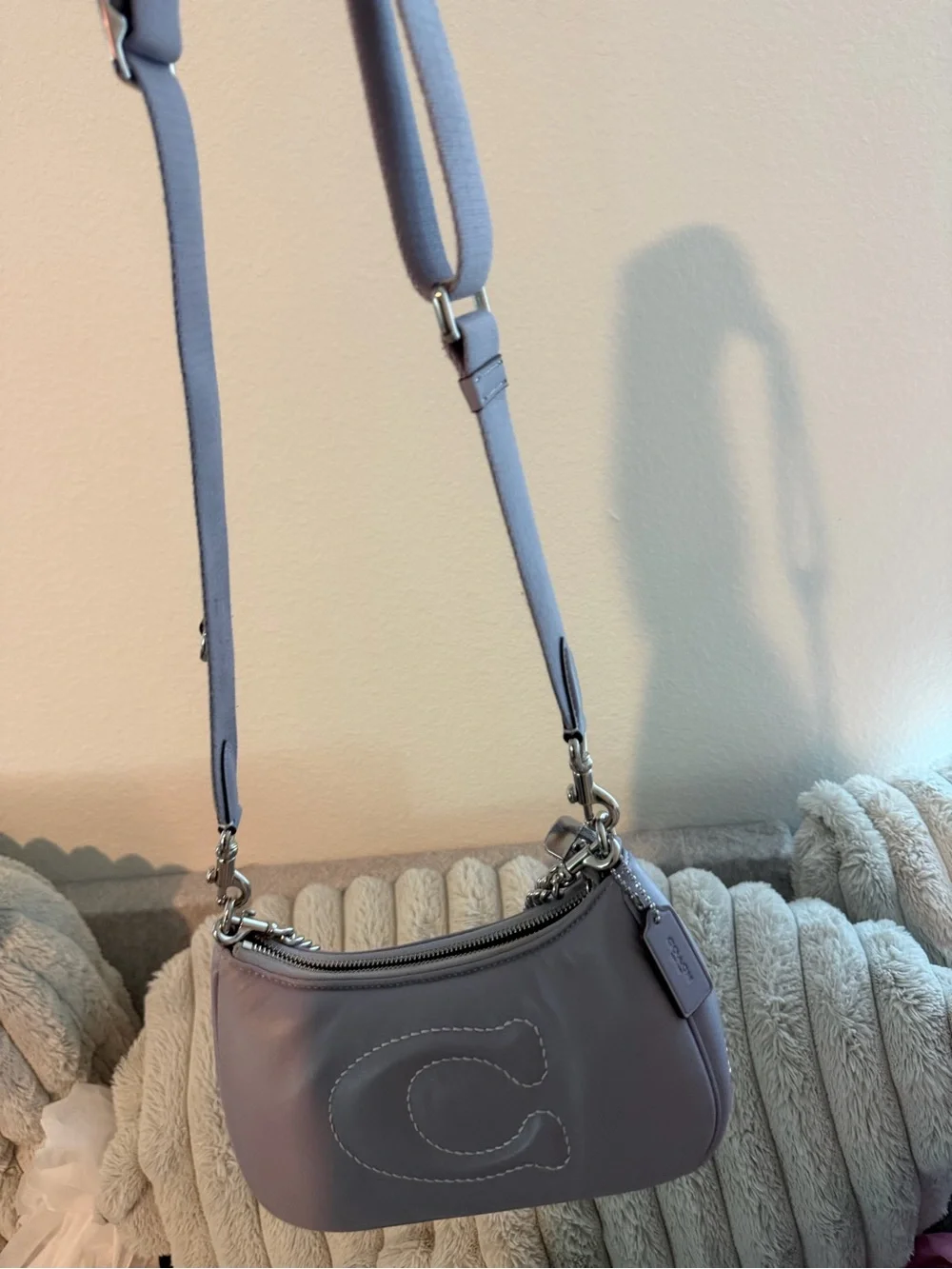 Coach lilac pillow tabby Leather Shoulder Bag with Chain and Webbing Strap